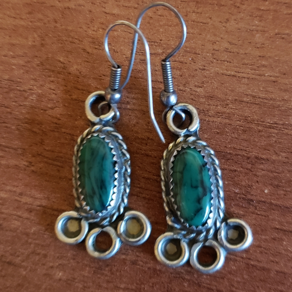 Silver Malachite Earrings